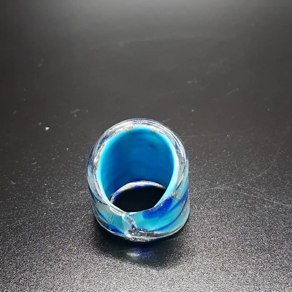 Artisan dichroic glass art ring